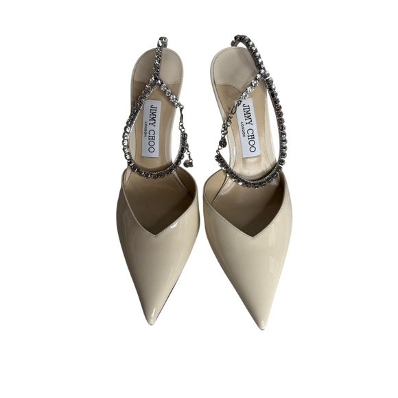 Jimmy Choo Saeda 85 Patent Pumps in Linen size 38.5/8.5 - Picture 7 of 8